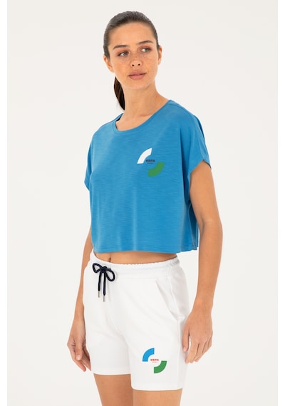 U.S. Polo Assn. Kadın Saks Bisiklet Yaka Tişört 50284353-VR045