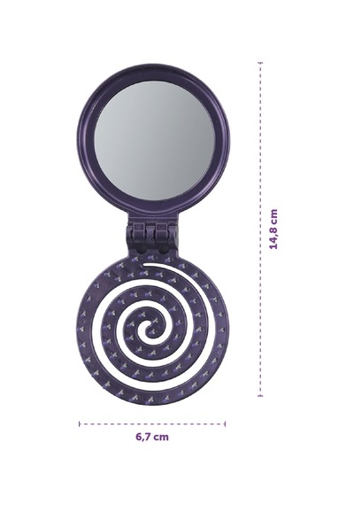 Beauty Makaron Metalik Saç Fırçası - 3d Esnek, Aynalı, Çanta Boy - Compact Detangler Mor