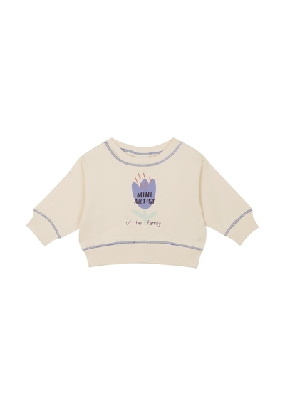 Antebies Organik Lila Çiçek Desenli Manşetli Kız Bebek Sweatshirt Tayt Takımı Mor