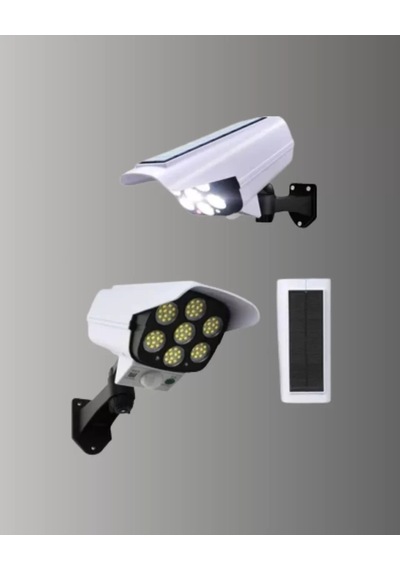 Home Güneş Enerjili Led Lamba + Güvenlik Kamerası Görünümlü 5-8 M Hareket Algılamalı, Beyaz Işık