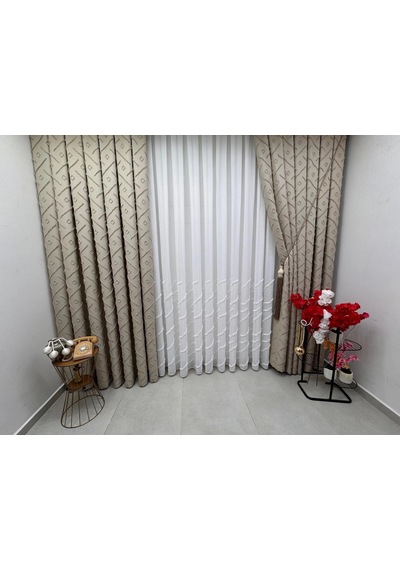 Nivemeshome Sedef 3-0006 Vizon 1/3 Pileli Fon Perde 90x260