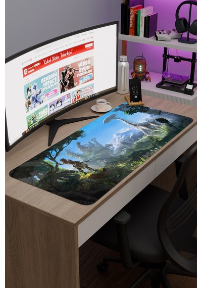 Horizon Zero Kaymaz Dikişli Kauçuk Oyuncu Mousepad V5 - 90x40 Xxl Gaming Mouse Pad Fare Altlığı
