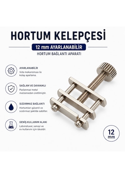 Hortum Kelepçesi 12 Mm Ayarlanabilir - Hortum Bağlantı Aparatı