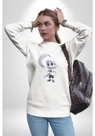 Japon Anime Baruto Momoshiki Unisex Beyaz Baskılı Sweatshirt Beyaz