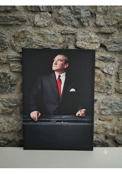 Tablo 60x90 & 40x60 Cm Büyük Ve Orta Boy Ofis Ve Salon Hediyelik Duvar Aksesuarı Atatürk Siyah