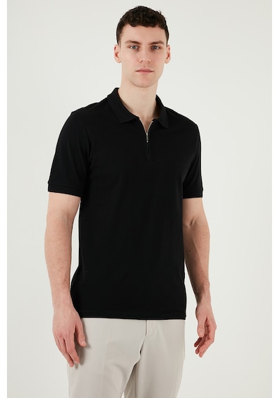 Buratti Pamuklu Regular Fit Yarım Fermuarlı Erkek Polo Yaka T Shirt 5903008 Siyah