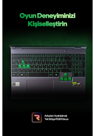 Game Garaj Slayer R7T2-5060-C1 Ryzen 7 255 16 GB 500 GB SSD RTX5060 15.3" Free Dos Dizüstü Bilgisayar
