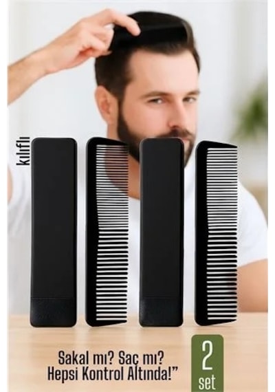 Zenvia 2 Li Kılıflı Cep Tarağı 14 X 3 Cm Kompakt, Şık Ve Taşınabilir Erkek Bakım Tarağı 722175 Znv2023
