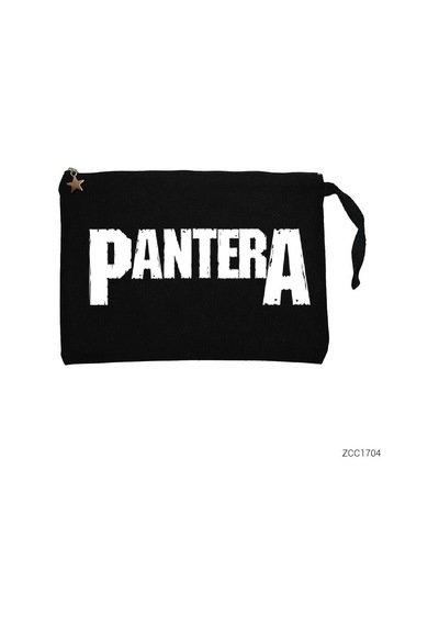 Pantera Logo Siyah Clutch Astarlı Cüzdan / El Çantası