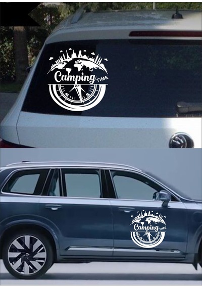 Kamp Ve Pusula Sticker - Adventure 4x4 Off Road Pickup Sticker - Araba Oto Cam Araç Karavan Sticker - 02517 60x60 Cm