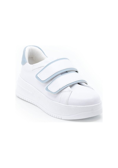 Kadın Kalın Tabanlı Cırtlı Günlük Spor Ayakkabı Sneakers Beyaz