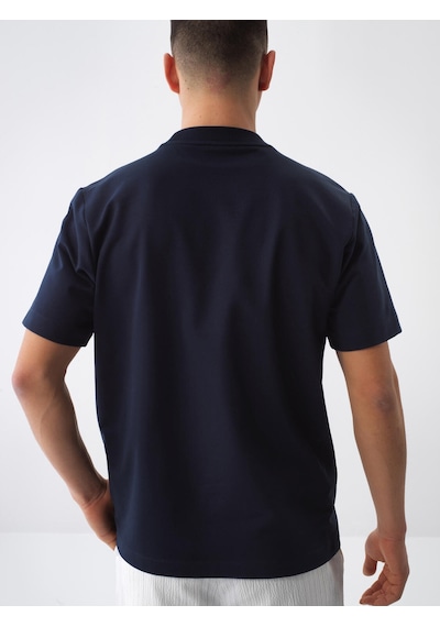 Xint Lacivert Pamuk Dokulu Regular Fit Tişört 502194