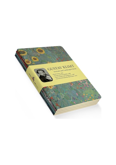 Portraits And Landscapes Series - A5, Gustav Klimt 4'lü Defter Seti Iı, Çizgisiz, Toplam 256 Sa Çok Renkli