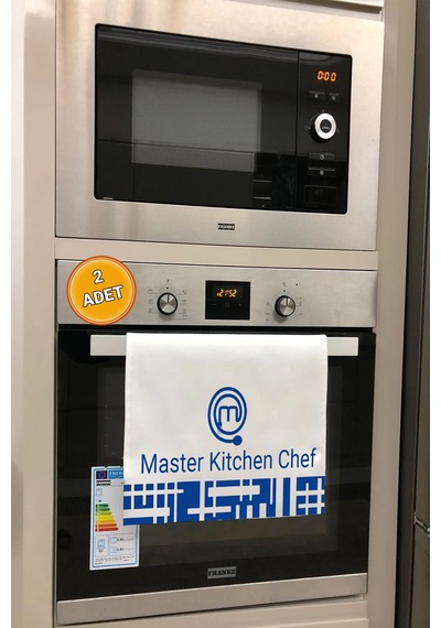 Valerine Life Master Kitchen Chef Mavi Mutfak Kurulama Fırın Beyaz El Havlusu %100 Pamuklu 35x50cm 2 Beyaz