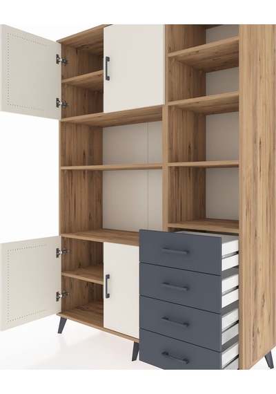 Hyperion Dolap 9 Raflı 4 Çekmeceli 4 Kapaklı 132x44x195 Çam-aytaşı/antrasit Aytası/antrasıt Hyperion Dolap 9 Raflı 4 Çekmeceli 4 Kapaklı 132x44x195 Çam-aytaşı/antrasit Aytası/antrasıt