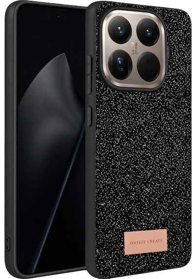 Xiaomi Mi 15t Pro Uyumlu Parlak Simli Taşlı Premium Kalite Kadın Telefon Kılıfı Kapak Siyah