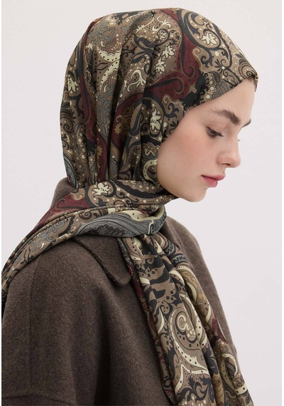 Freshscarfs Etnic Paisley Desen Şal Tozlu Kahve acı kahve