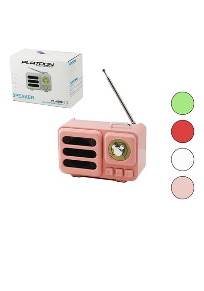 Wireless Hoparlör - Speaker - Radyo Işıklı Usb Şarjlı Renkli Kasa - Bronz Çerçeve Usb - Dc 5v - Tf 5250