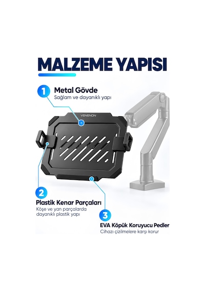 12-17,3" Laptop Standı Vesa Uyumlu Monitör Koluna Takılan Laptop Tutucu Stand Laptop Aparatı Vlh17