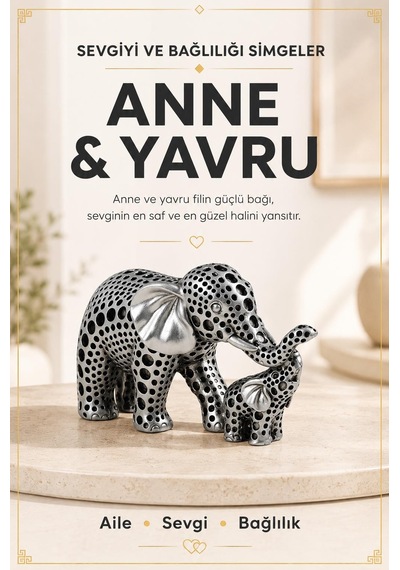 Anne Yavru Fil Biblo 11 Cm İskandinav Dekoratif Obje Ev Ofisi Masa Konsol Hediyesi Renkli Tasarım
