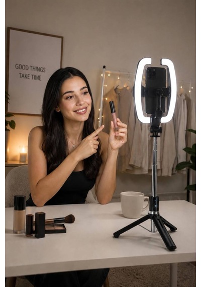 Monopod Tripod Led Işık Selfie Kumandalı Tripod 138cm Canlı Yayın Telefon Tutcusuraylax Led Işıklı Selfie Çubuğu Tripod 138 Cm Bluetooth Kumandalı Telefon Tutucu