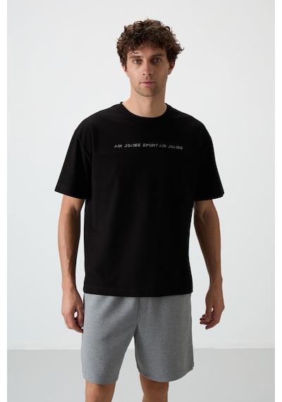 Air Jones Tommy Life Siyah Pamuklu Kalın Yüzeyi Dokulu Oversize Fit Baskılı Erkek T-shirt - 88371 Siyah Air Jones Tommy Life Siyah Pamuklu Kalın Yüzeyi Dokulu Oversize Fit Baskılı Erkek T-shirt - 88371 Siyah
