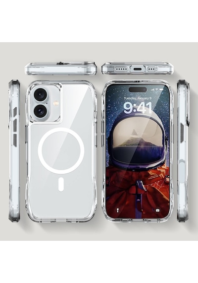 Apple Uyumlu iPhone 16 Plus Kılıf M-safe Şarj Özellikli Airbagli Şeffaf Zore İncek Kapak Seffaf