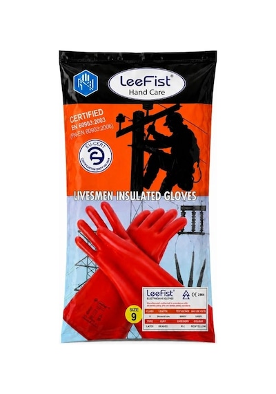 Leefist Elektrikçi İzole Eldiveni Class 0 1000v, Kırmızı/sarı