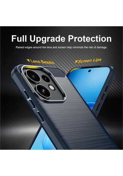 Caseonn Oppo Reno16 5g Kılıf Karbon Fiber Desenli Koruyucu Arka Kapak Lacivert