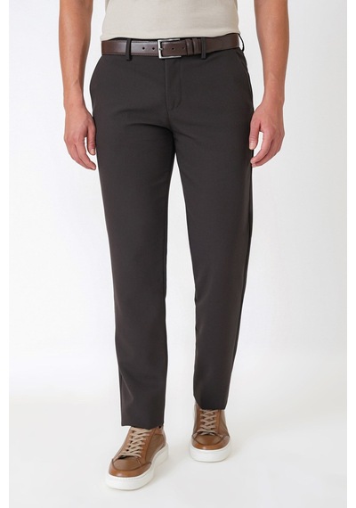 Comfort Fit Yan Cepli Esnek Pamuklu Kahverengi Pantolon P 1234