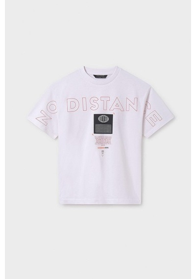 Erkek Çocuk 10-16 Yaş Baskılı Kısakol T-shirt 6011 Beyaz Beyaz