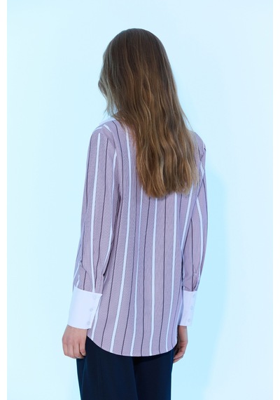 Sagaza Studio Ss6061 Çizgili Gomlek Bordo