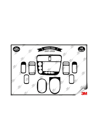 Honda Civic Ls Manuel 2001- 2006 Torpido Konsol Trim Göğüs Maun Kaplama Set 10 Parça Siyah