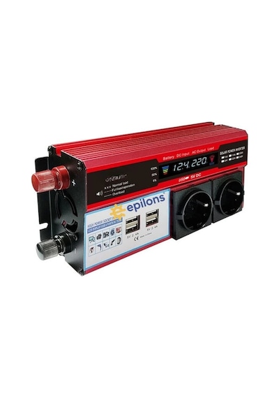 12v 2000w Modifiye Sinus İnverter Araç Ve Güneş Enerjisi Uyumlu, Çift Usb, Çift Priz Ve Çakmaklık