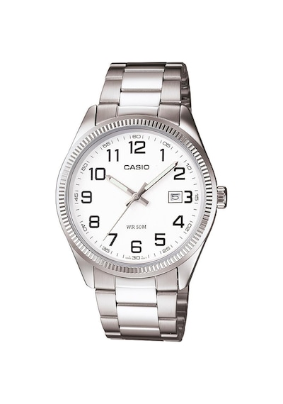 Casio Ltp-v001d-7budf-mtp-1302d-7bvdf Çift Saat Seti Gümüş Metal Kordon Erkek Kadın Kol Saati Gri
