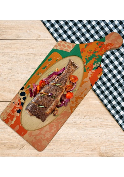 Bk Gift Modern Art Tasarımlı Dikdörtgen Şeklinde Doğal Ahşap Servis Ve Sunum Tabağı Model 1