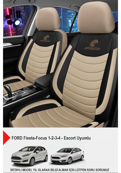 Panther Serisi Keten Kumaş Oto Koltuk Kılıfı Ford Focus-fiesta-escort Uyumlu Bej