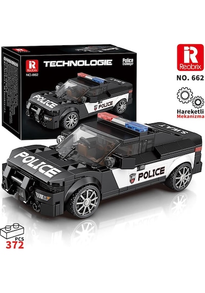 Reobrix Technic 662 Dodge Challenger Polis Arabası Yaratıcı Yapı Blok Seti Building Blocks Ram Police Car - 372 Parça