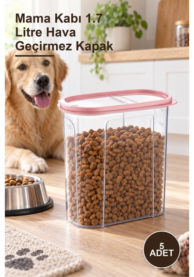 5 Adet Mama Kabı 1.7 Litre Hava Geçirmez Kapak