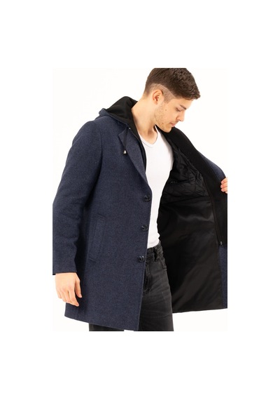 Plt8376 Dewberry Erkek Palto-Desenli Lacivert-Desenli Lacivert