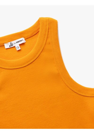 Koton Halter Yaka Fitilli Slim Fit Crop Kadın Atlet Turuncu 5sal30083ık Turuncu