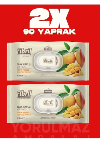 Fibril Tropik Mango Kokulu Islak Havlu 180 Yaprak Ferah Koku & Ekonomik Büyük Paket