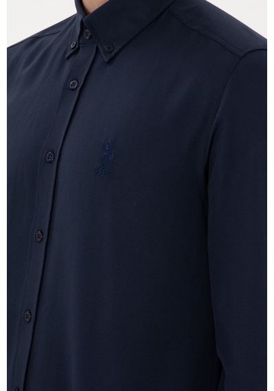 U.S. Polo Assn. Dokuma Uzun Kol Slim Fit Gömlek 2084085 Lacivert