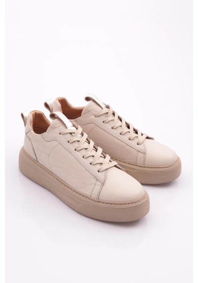 Dgn 477-23y Kadin Kalin Taban Bağcikli Sneaker Ayakkabi 477-1567-R0463 Ekru