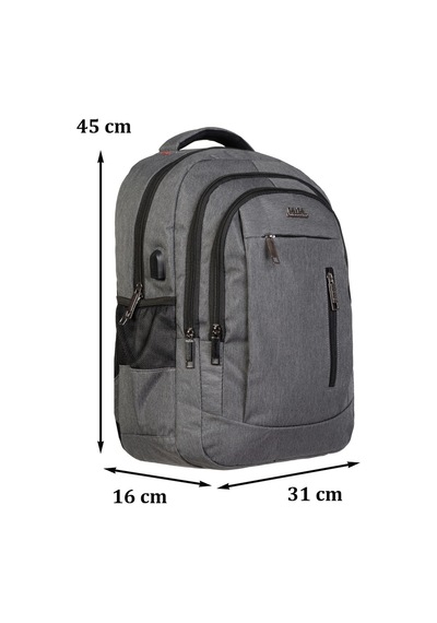 Case Club Usb Aparatlı Apple Uyumlu MacBook Laptop Sırt Çantası 14'' İnç 15,6 İnç Su Geçirmez Kumaş Gri