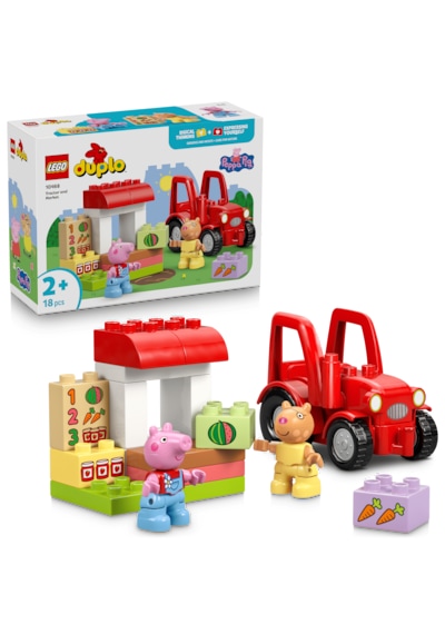 LEGO® DUPLO® Peppa Pig Traktör ve Pazar 10468 - 2 Yaş ve Üzeri Çocuklar için Figür İçeren Eğitici Oyuncak Yapım Seti (18 parça)