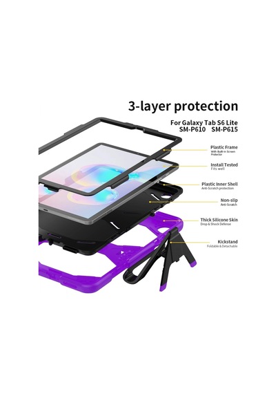 Gld-spt- Newface Samsung Uyumlu Galaxy P610 Tab S6 Lite 10.4 Kılıf Griffin Tablet Kapak - Mor