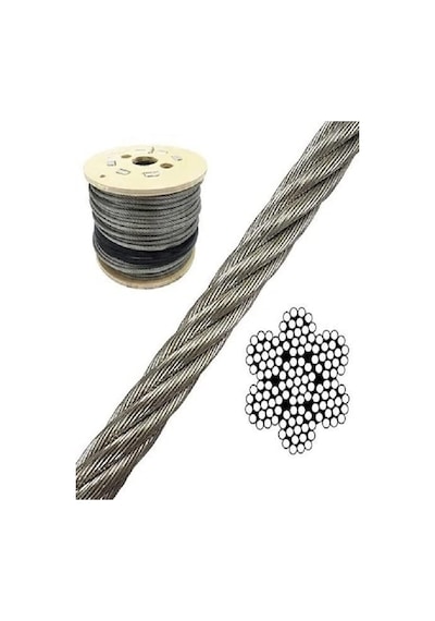 Güney G982 Paslanmaz 316 Kalite Krom Çelik Halat 7x7 1,5mm 30 Mt