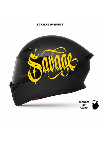 Savage Kask Sticker Motor Kaskı İçin Premium Yazı Sticker Sarı