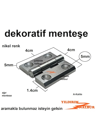 4 Adet Dekoratif Tavla Menteşesi Nikel Mobilya Menteşe 4cm Kutu Aksesuar Menteşesi 1